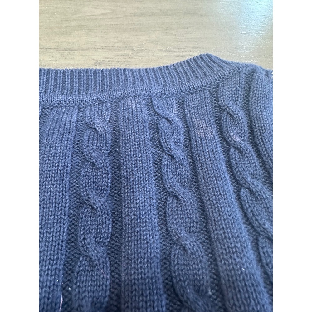 Brooks Brothers Golf Mens XL Navy Blue Cable Knit Cotton V-Neck Sweater Vest - Picture 4 of 6